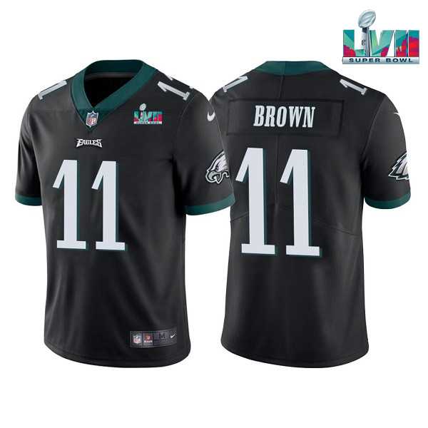 Men & Women & Youth Philadelphia Eagles #11 A.J. Brown Black Super Bowl LVII Patch Vapor Untouchable Limited Stitched Jersey